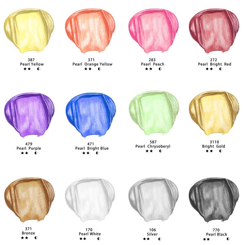 Artecho Acrylic Paint Set, 12 Metallic Colors Bottles (59ml / 2oz) Art Craft Paints for Canvas, Rock, Stone, Wood, Fabric, Art Supplies - Image 3